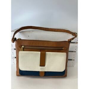 FOSSIL MEDIUM PEBBLED LEATHER TRI COLOR SHOULDER BAG
